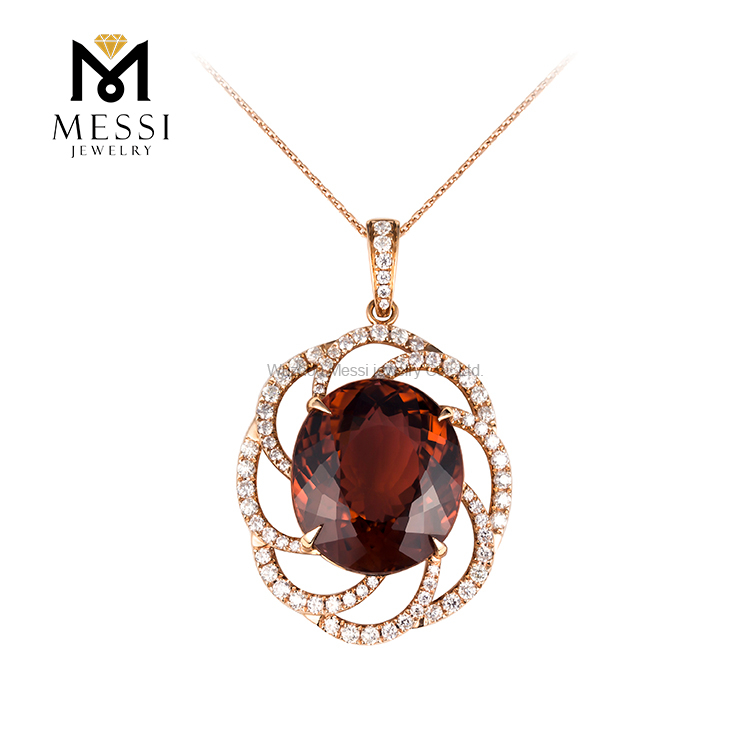 18k rose gold For Woman Fashion Men Gift 13.49ct Pendant garnet pendant