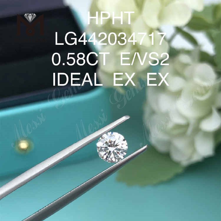 0.58CT E/VS2 round lab grown diamond IDEAL EX EX