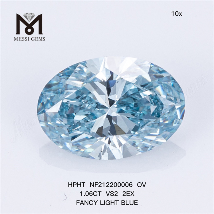NF212200006 OV 1.06CT VS2 2EX FANCY LIGHT BLUE HPHT synthetic diamonds