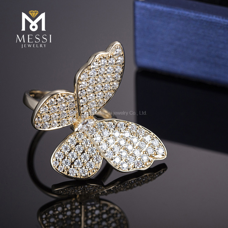 14K 18K Butterfly moissanite gold ring D moissanite stone for women