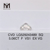 5.06CT F VS1 EX VG CVD SQ lab grown diamonds 5 carat High Quality 