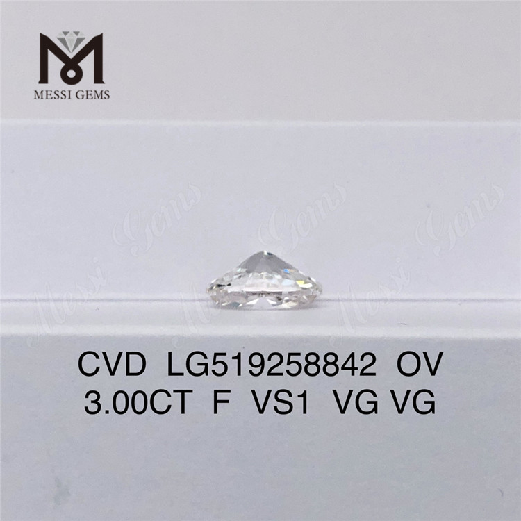 3ct F VS1 VG VG CVD IGI Man Made Diamond OVAL High Quality