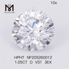 1.05Ct round cut D VS1 3EX synthetic lab diamond HPHT
