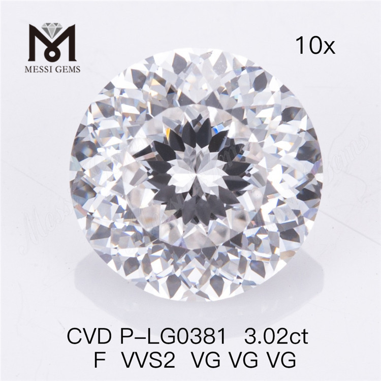 3.02ct F VVS2 VG VG VG Round Shape CVD buy cvd diamond P-LG0381