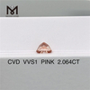 2.064ct Pink Lab Grown Diamond Leverandører CVD Synthetic Pink Diamond Wholesale Price