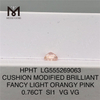 0.76CT CUSHION CUT FANCY LIGHT ORANGY PINK SI1 VG VG lab grown diamond HPHT LG555269063