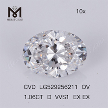 1.06ct D VVS1 EX EX OVAL Synthetic Diamond CVD