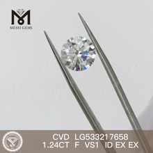 1.24ct F round cvd man made diamond vs RD cvd diamond factory price