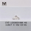3.26ct H CVD heart best loose lab diamond HS loose lab diamond on sale