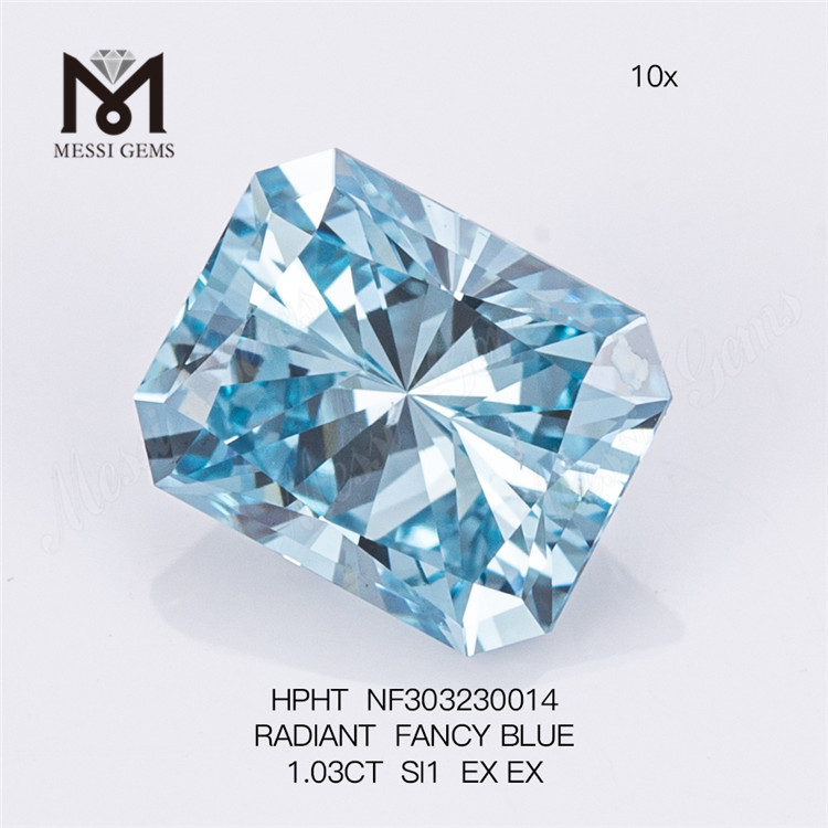 1.03CT SI1 RADIANT FANCY BLUE 1ct lab grown diamond HPHT NF303230014