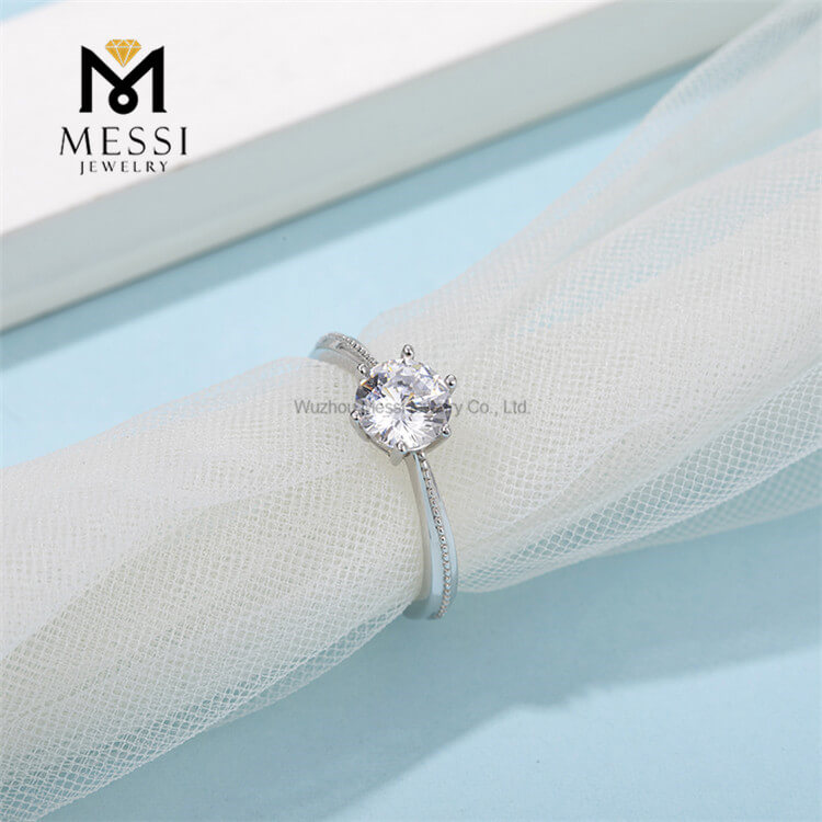 Wholesale Price Fashion Silver Jewelry 1ct Moissanite 925 Sterling Silver Ring 