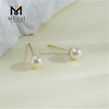Gold de 18k 4-5 mm Elegantes Pendientes de perlas de novia para bodas