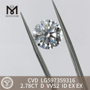 2.78CT D VVS2 ID EX EX cvdダイヤモンド価格表丨Messigems