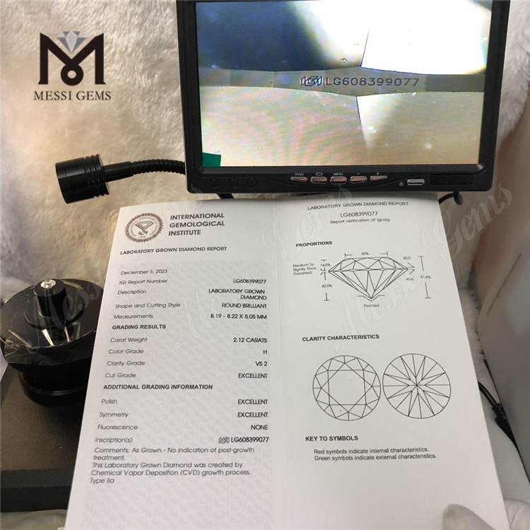 2.12CT H VS2 Custom Made lab made diamonds wholesale price CVD LG608399077丨Messigems