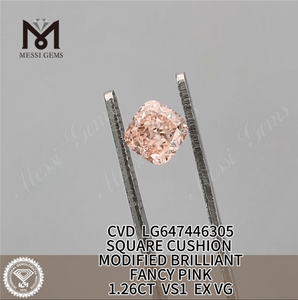 1.26CT SQUARE FANCY Pink Fabricated Diamonds CVD LG647446305 