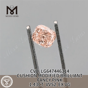 1.43CT CUSHION FANCY PINK VVS2 fabricated diamonds CVD LG647446314