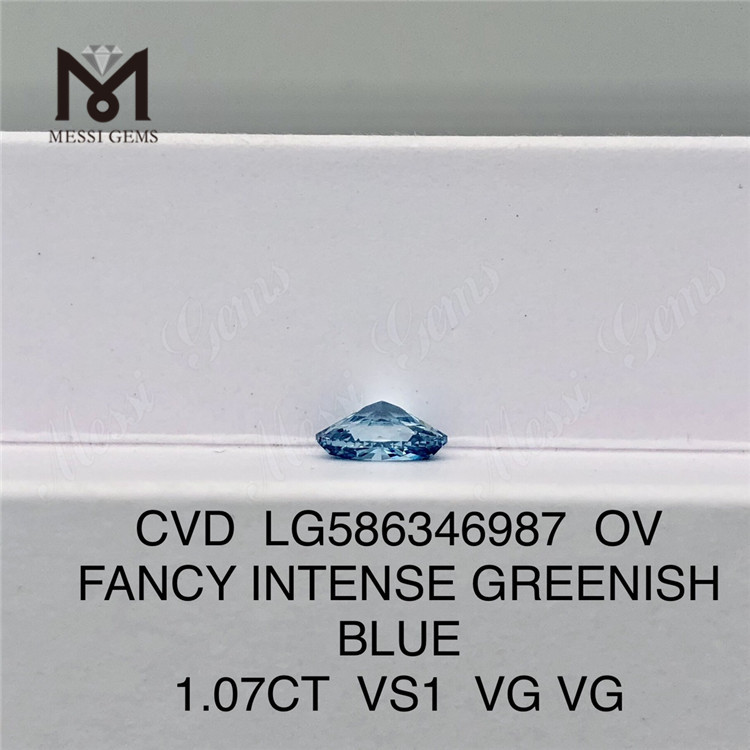 1.07CT VS1 VG VG OV FANCY INTENSE GREENISH Blue Oval Diamond CVD LG586346987