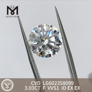 3.03CT F VVS1 ID EX EX CVD Lab Grown Diamonds for jewelry LG602358099丨Messigems