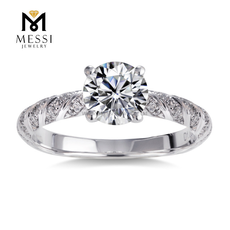 18k real gold luxury 2ct diamond ring Custom design women 