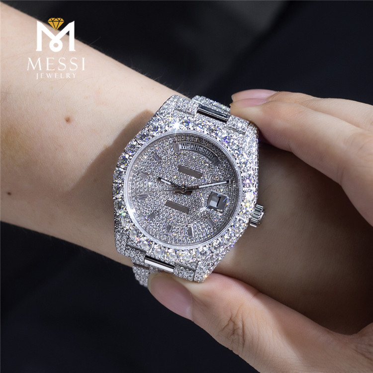 white gold vvs moissanite diamond watch