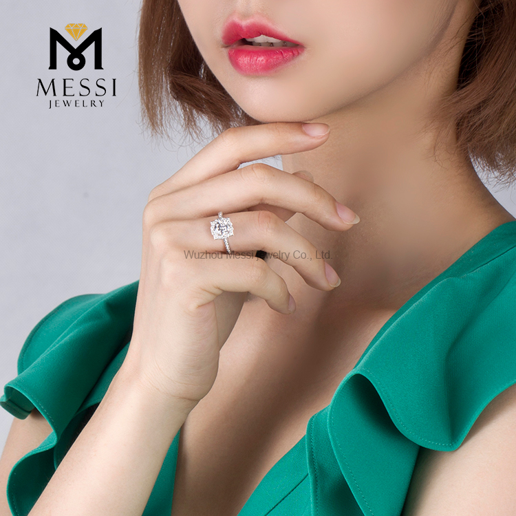 14K Gold Customized 1Ct Lab Diamond Women Fashion Jewelry Halo Ring