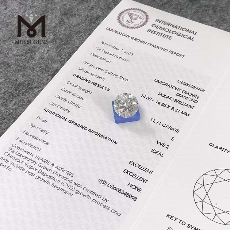 11.11CT E VVS2 ID artificial diamond cost Eco-Friendly Values丨Messigems CVD LG605348998