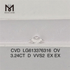 3.24CT OV D VVS2 CVD lab made diamond wholesale price LG613376316丨Messigems