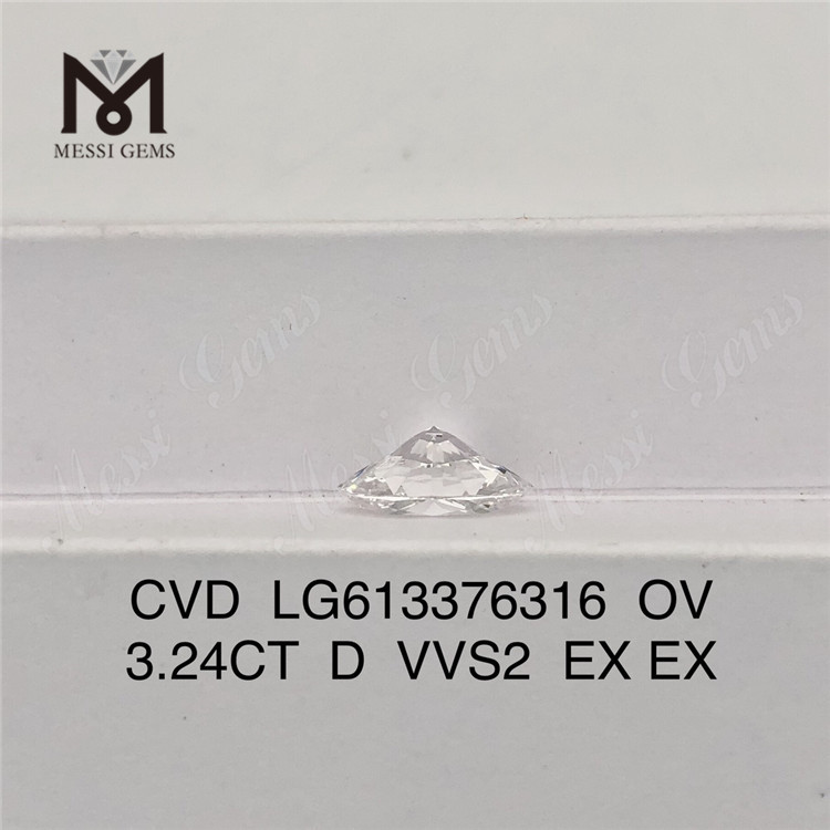 3.24CT OV D VVS2 CVD lab made diamond wholesale price LG613376316丨Messigems