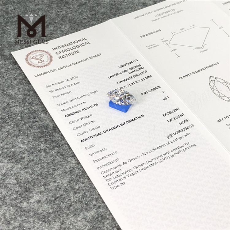 9.93CT F VS1 EX EX levate Your Inventory with MQ Lab-Grown Diamonds CVD LG597394175丨Messigems