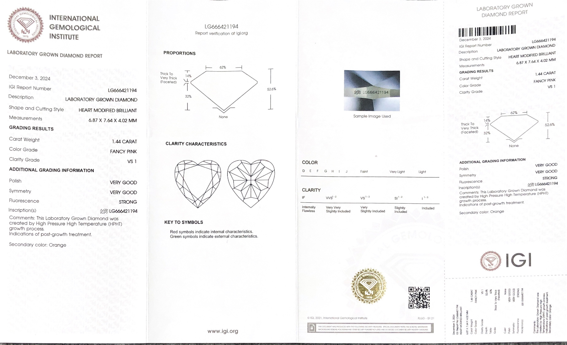 1.44ct igi factory lab diamonds