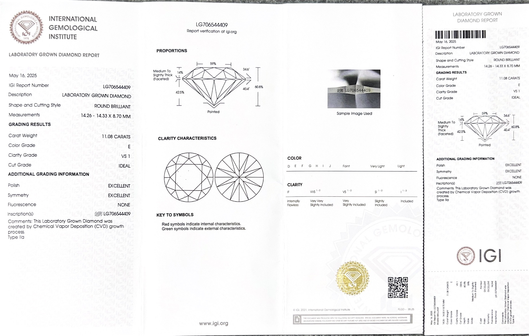 11ct vs round grown diamonds igi