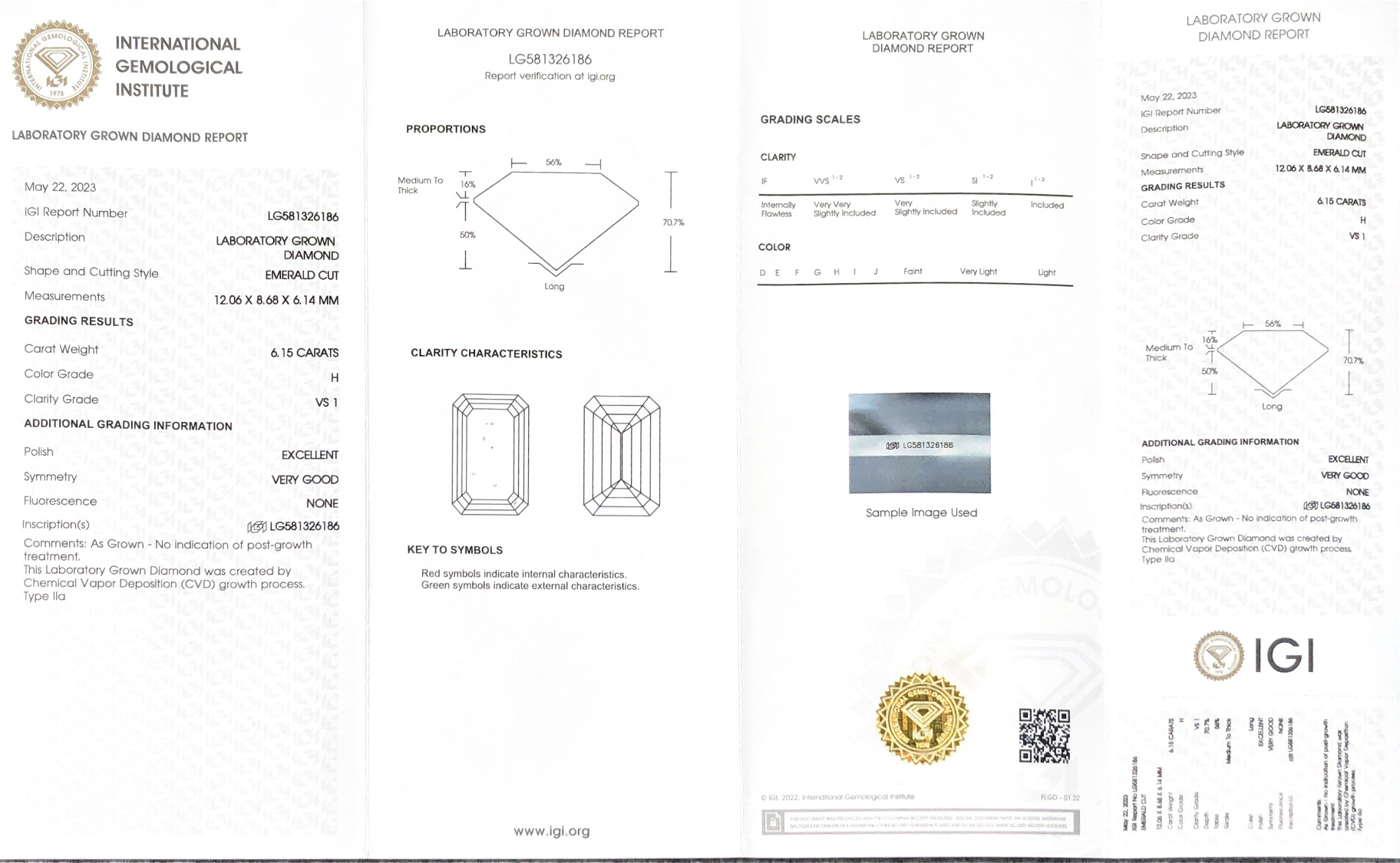 6ct em igi cvd diamond