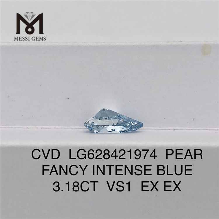 3.18CT VS1 PEAR Shape CVD Diamond FANCY INTENSE BLUE LG628421974 