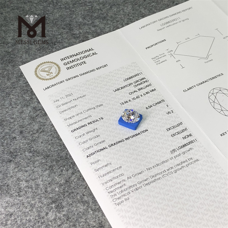 6.5ct f oval simulated diamonds igi