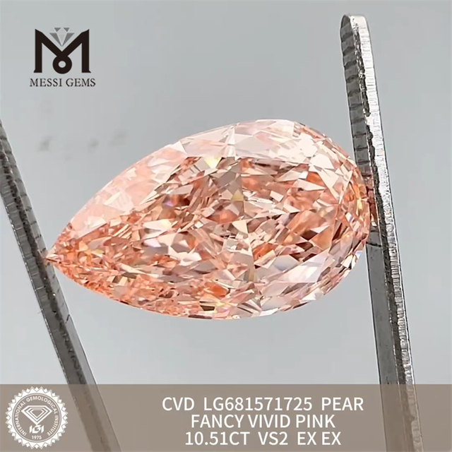 10.51CT PEAR FANCY VIVID PINK VS2 EX EX ethical lab cultured diamond IGI LG681571725 