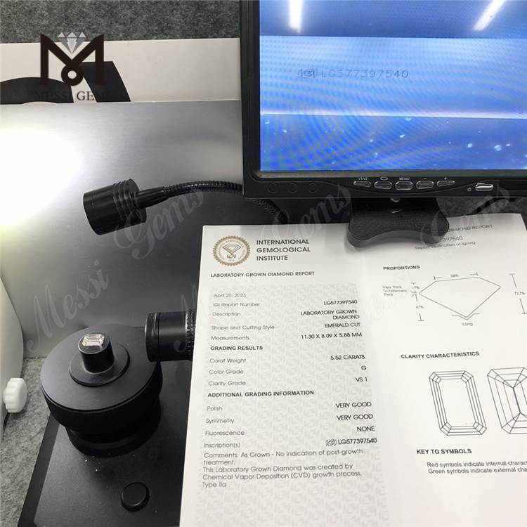 5.52CT G VS1 VG CVD Emerald laboratory grown diamonds LG577397540 丨Messigems CVD