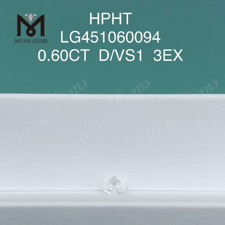 0.60 carat D VS1 EX Cut Grade Round lab created diamond HPHT