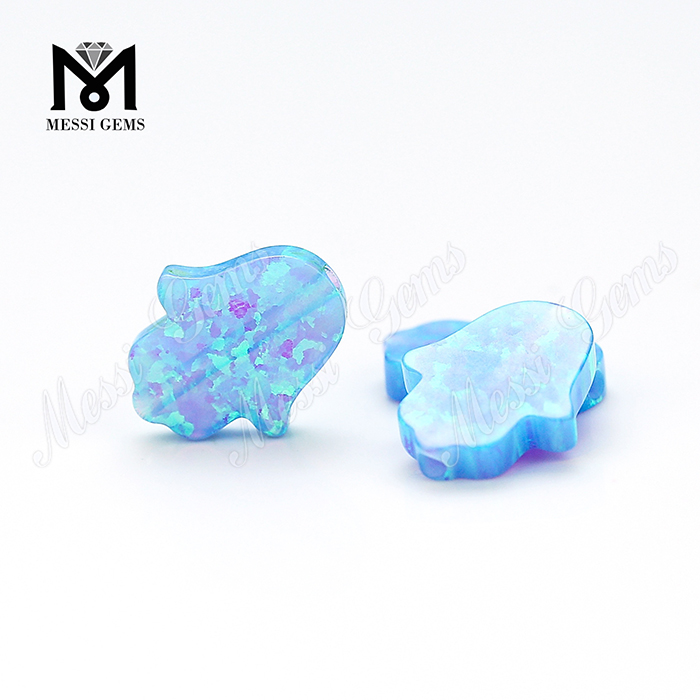 Lab Created Hand Shape Opal 11x13mm Synthetic Opal Blue Fire Opal Hamsa 