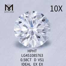 HPHT lab diamonds ROUND BRILLIANT 0.58ct VS1 D IDEL Cut