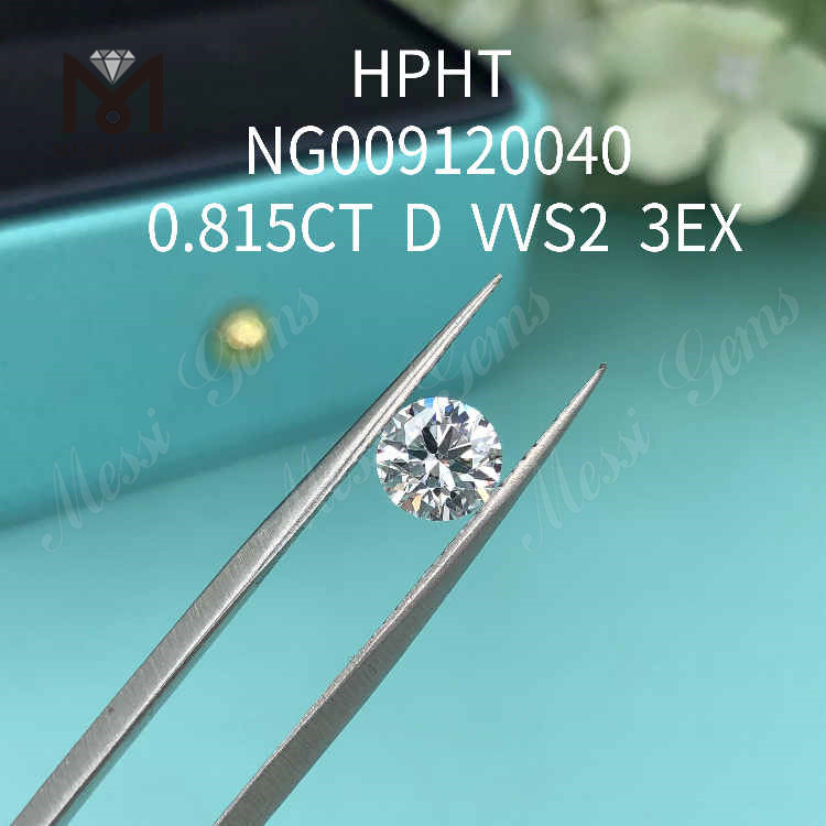 0.815CT D white round lab created diamond VVS2 3EX