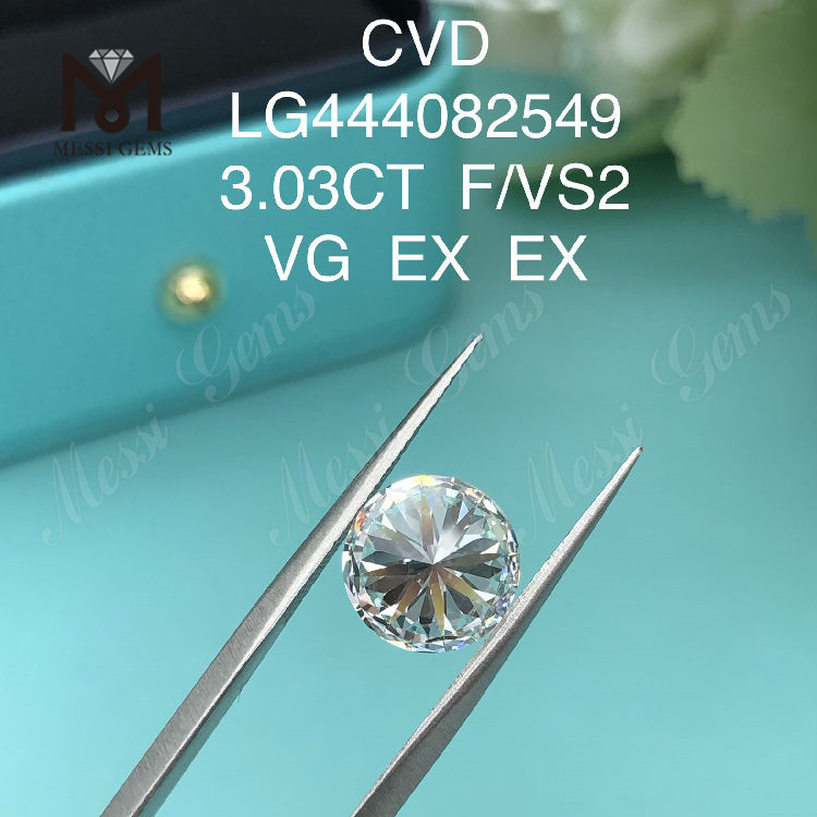 3.03 ct F VS2 Round lab diamonds VG Cut Grade