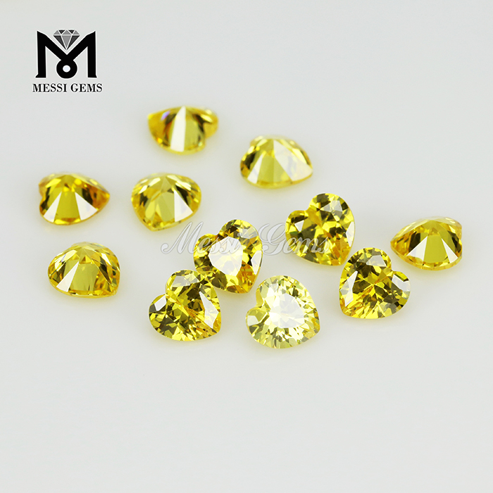 High quality heart golden yellow cubic zirconia gemstone price 
