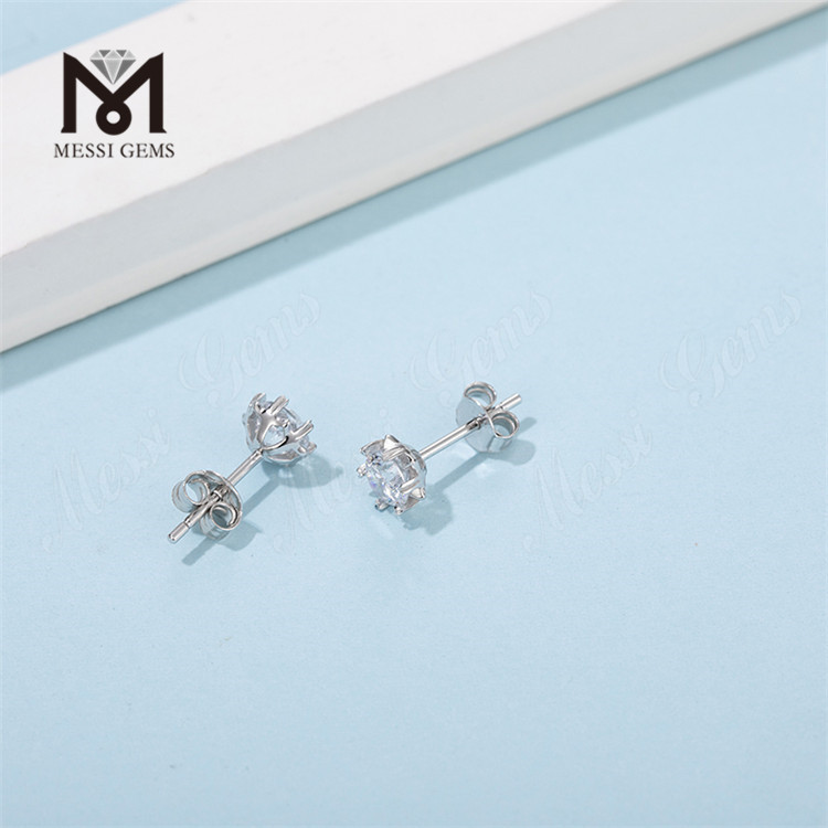 Messi Gems Simple Design Stud Earring 1carat Moissanite Diamond Jewelry