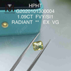 1.09ct FVY/SI1 Radiant cut colored lab grown diamonds EX