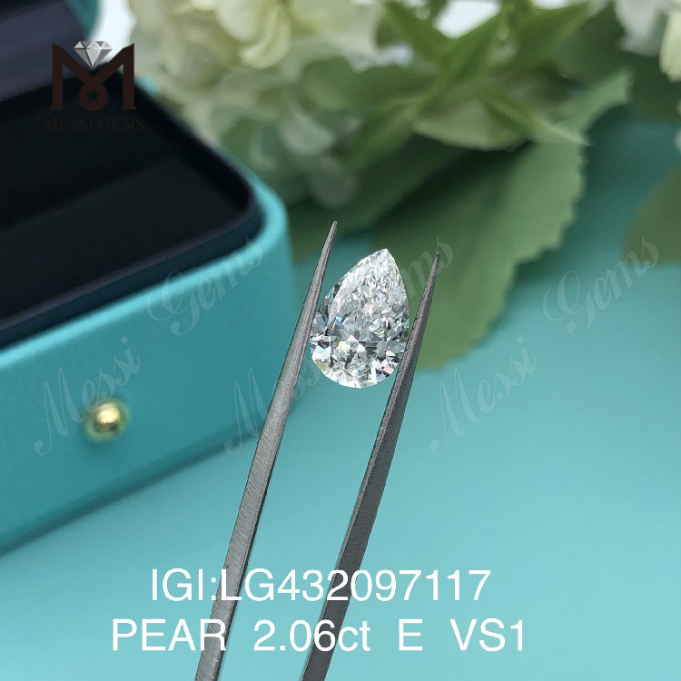 2.06 carat E/VS1 Pear lab grown diamond FAIR VG