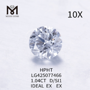1.04 carat D/SI1 IDEAL EX EX lab grown diamond Round 