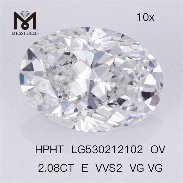 2.08ct Lab Grown Diamond Oval E Color HPHT Synthetic Diamond