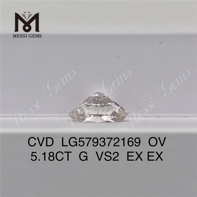 5.18CT OV shape G VS2 EX EX lab oval diamond CVD LG579372169