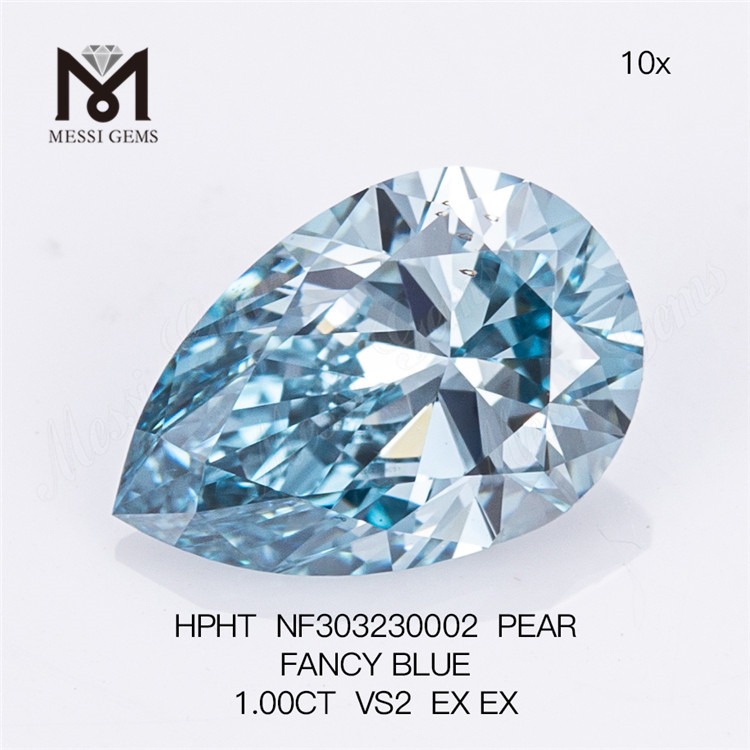 1.00CT PEAR FANCY BLUE VS2 lab grown diamonds wholesale HPHT NF303230002