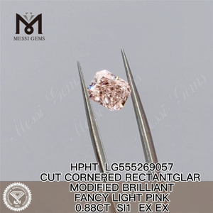 0.88CT RECTANTGLAR FANCY LIGHT PINK SI1 EX EX HPHT lab grown diamond LG555269057